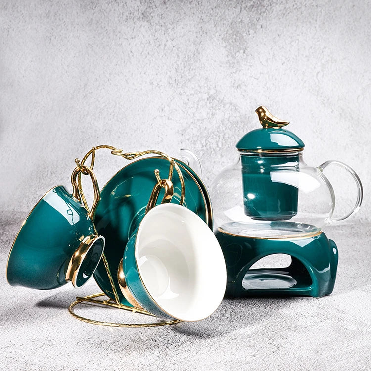 Gold-Rim Ceramic Cup & Saucer Set