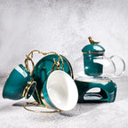 Gold-Rim Ceramic Cup & Saucer Set