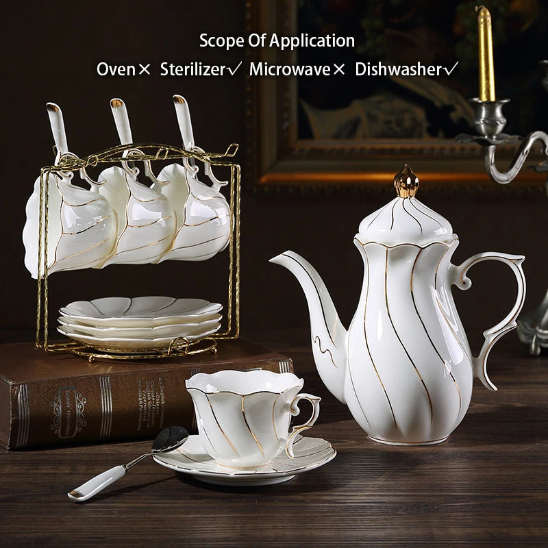 Gold Inlay Bone China Coffee Set