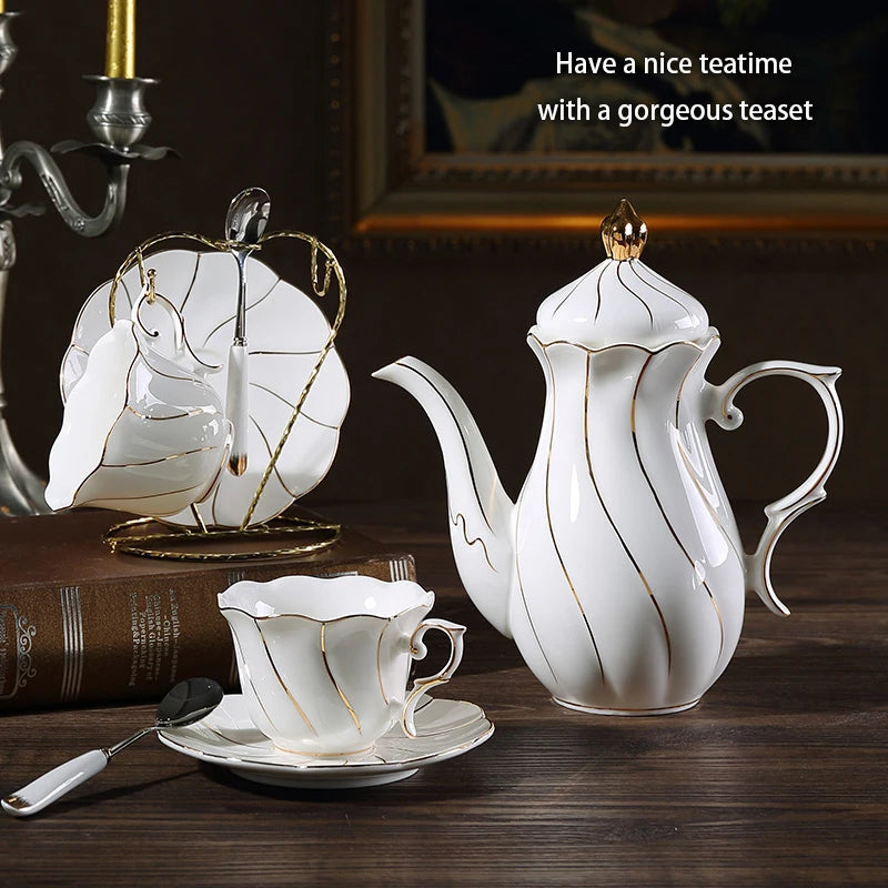 Gold Inlay Bone China Coffee Set