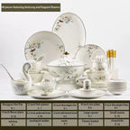 Birds & Blossoms Bone Porcelain Dinner Set – 60 Pieces
