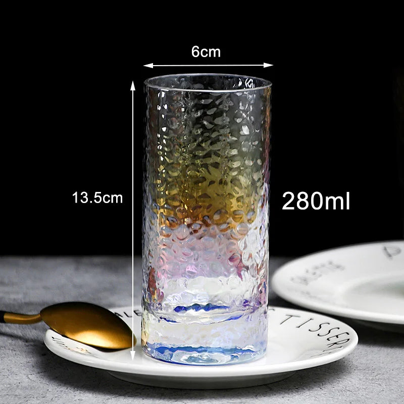 Rainbow Hammered Glass Mug
