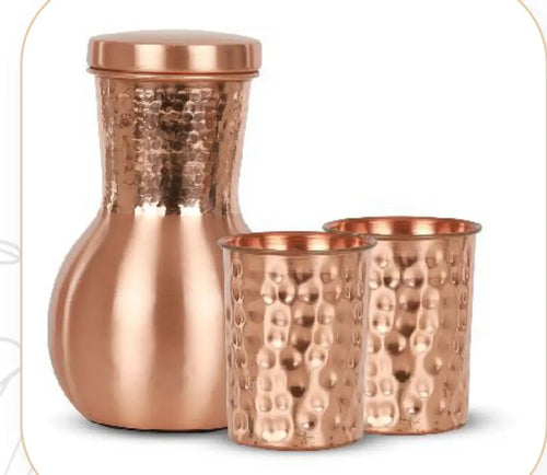 Hammered copper water jug – detail view