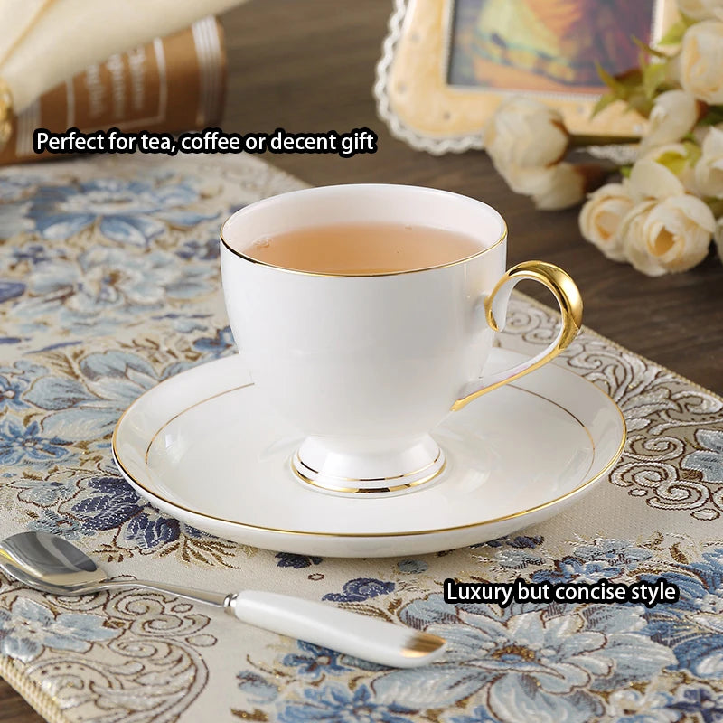 Grace White & Gold Bone China Coffee Set