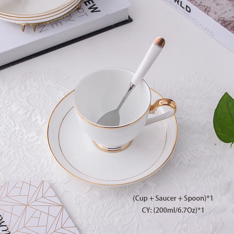 Grace White & Gold Bone China Coffee Set