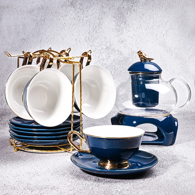 Gold-Rim Ceramic Cup & Saucer Set
