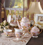 Pink Bird Bone China Coffee Set