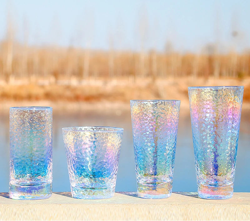 Rainbow Hammered Glass Mug