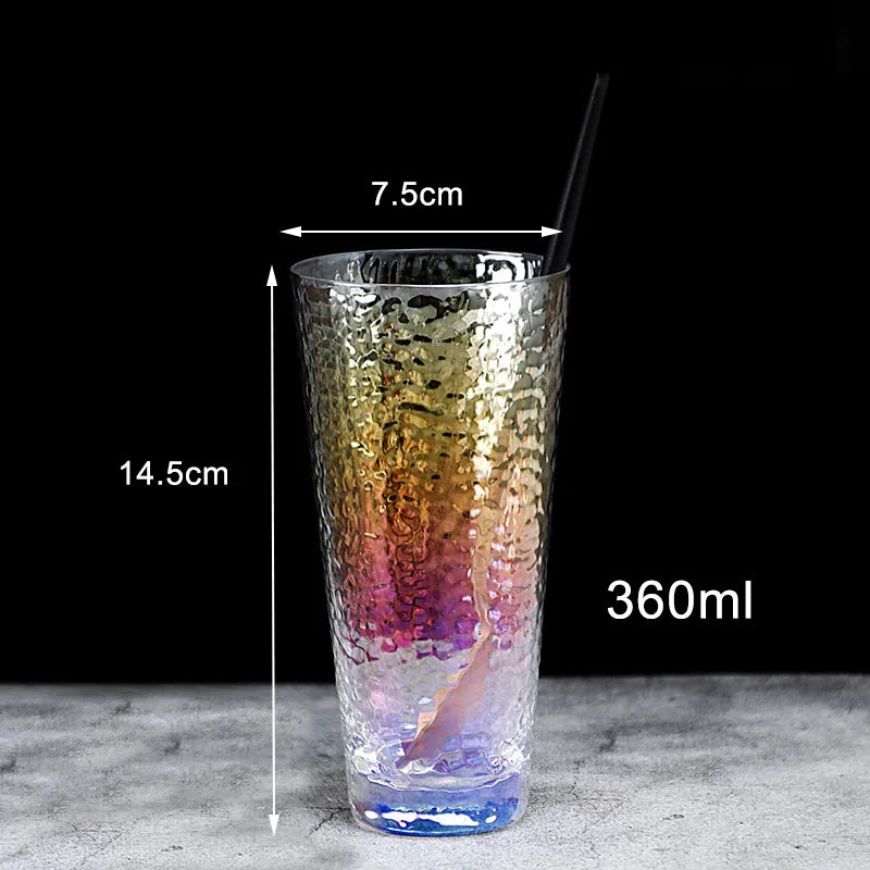 Rainbow Hammered Glass Mug