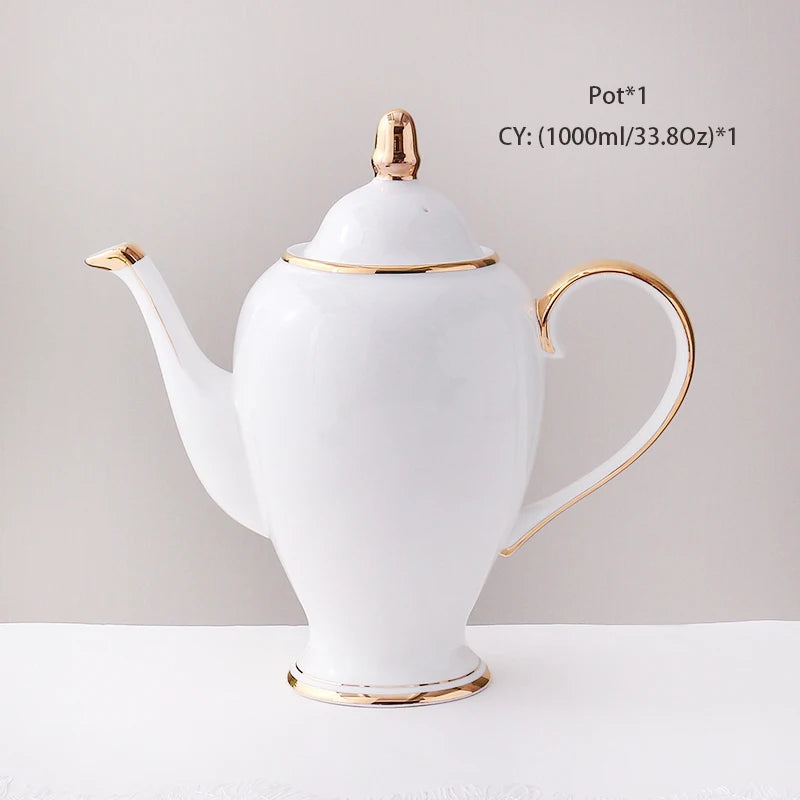 Grace White & Gold Bone China Coffee Set