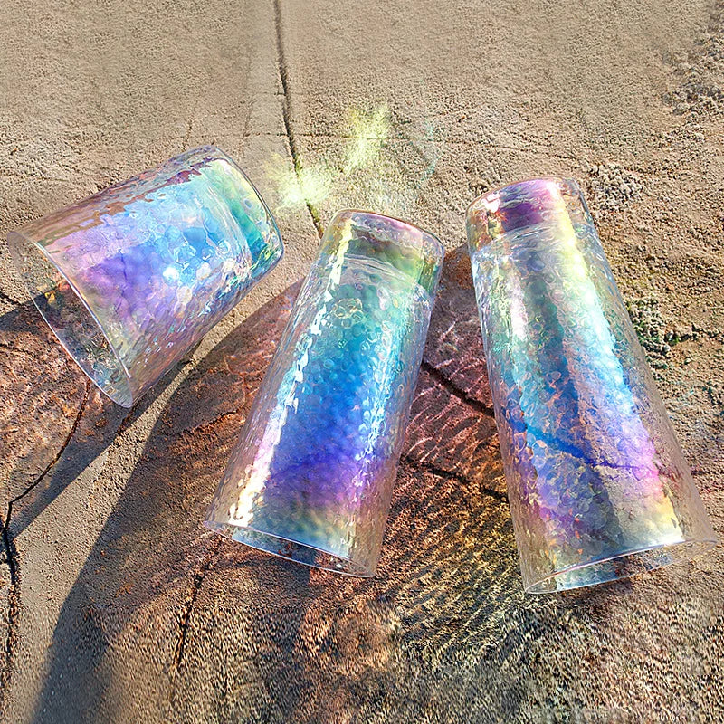 Rainbow Hammered Glass Mug