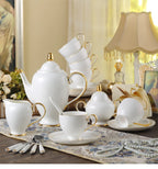 Grace White & Gold Bone China Coffee Set