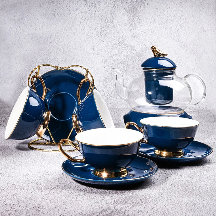 Gold-Rim Ceramic Cup & Saucer Set