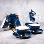 Gold-Rim Ceramic Cup & Saucer Set