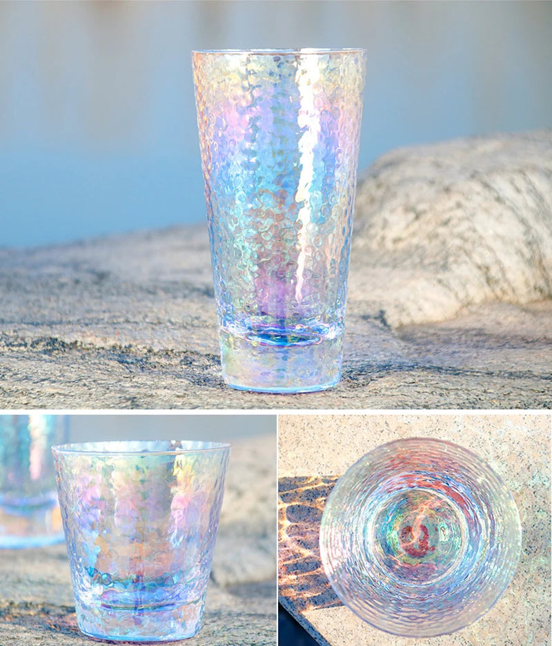 Rainbow Hammered Glass Mug