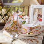 Pink Bird Bone China Coffee Set