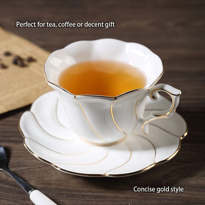 Gold Inlay Bone China Coffee Set