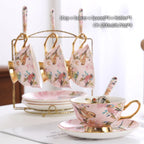 Pink Bird Bone China Coffee Set