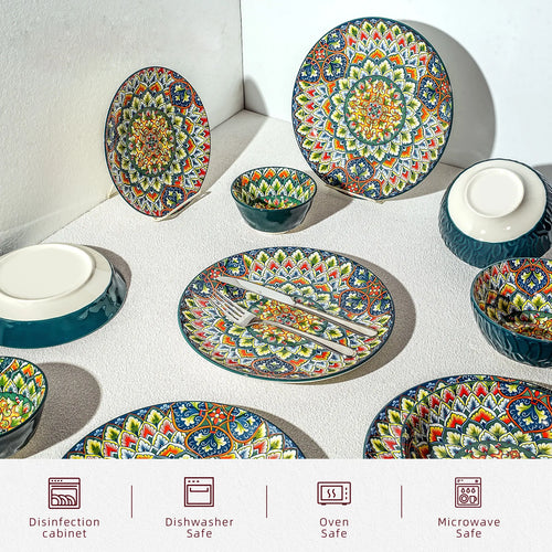 Bohemian Botanical Stoneware Set – 20 Pieces