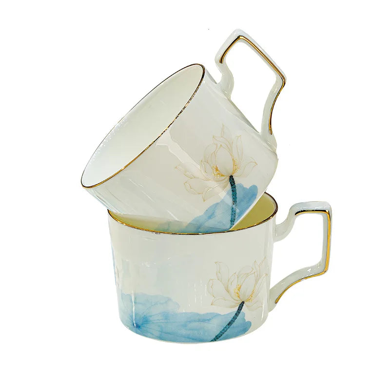 Jingdezhen Lotus Bone China Cup Set – 8 Pieces