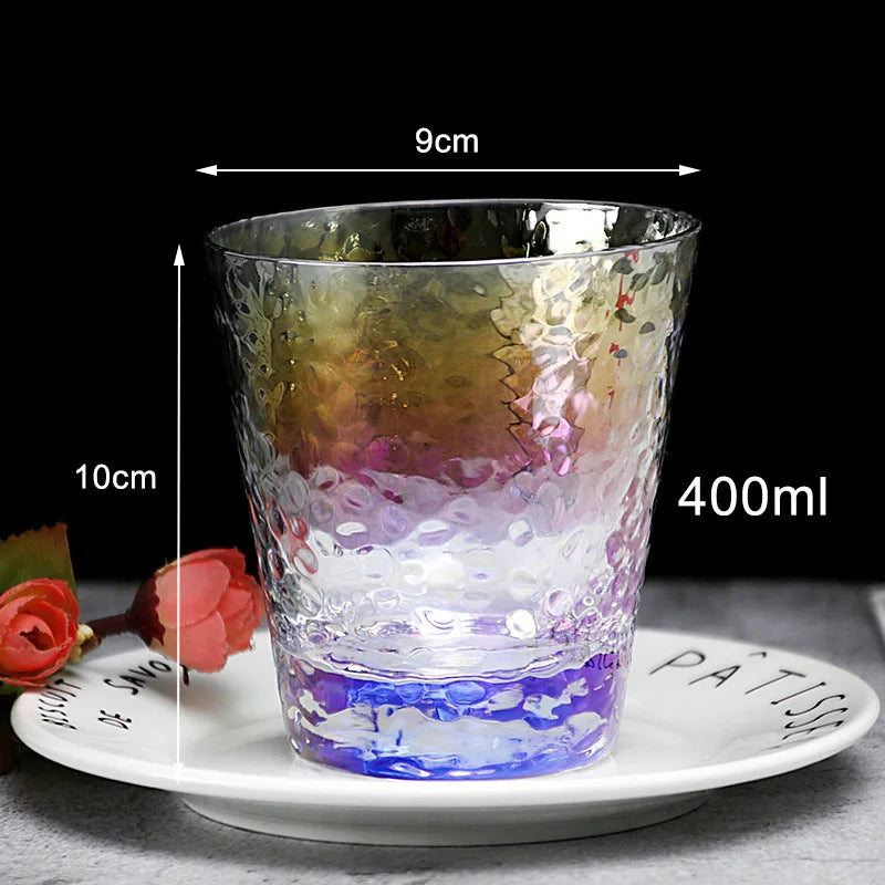 Rainbow Hammered Glass Mug