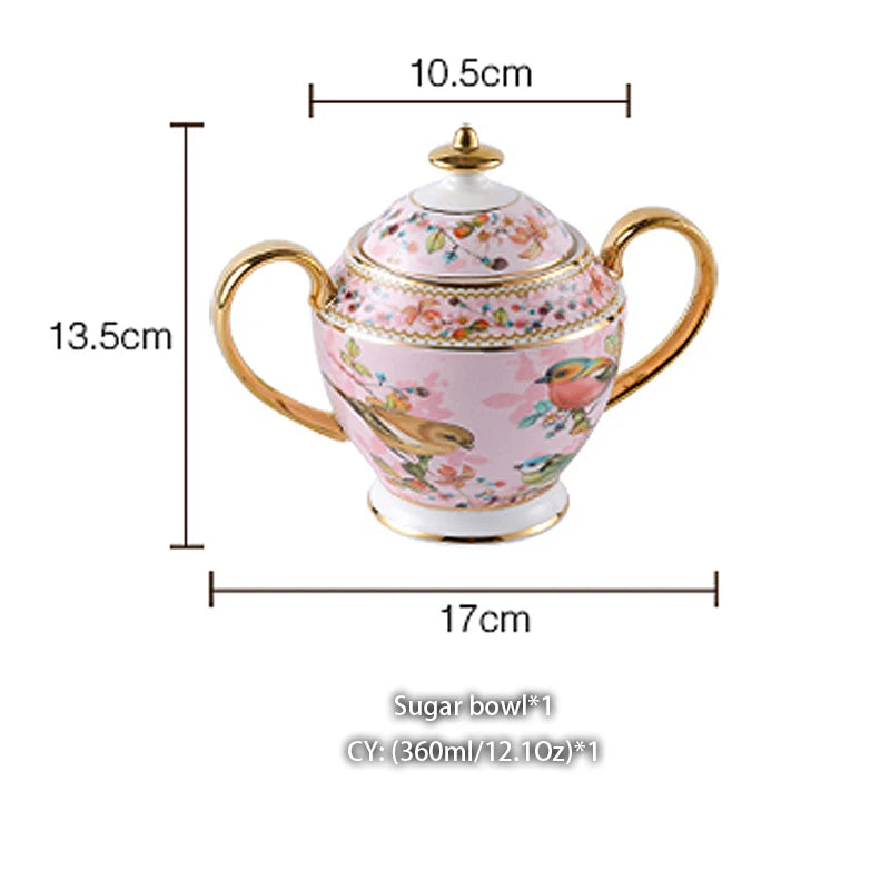 Pink Bird Bone China Coffee Set