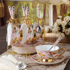 Pink Bird Bone China Coffee Set