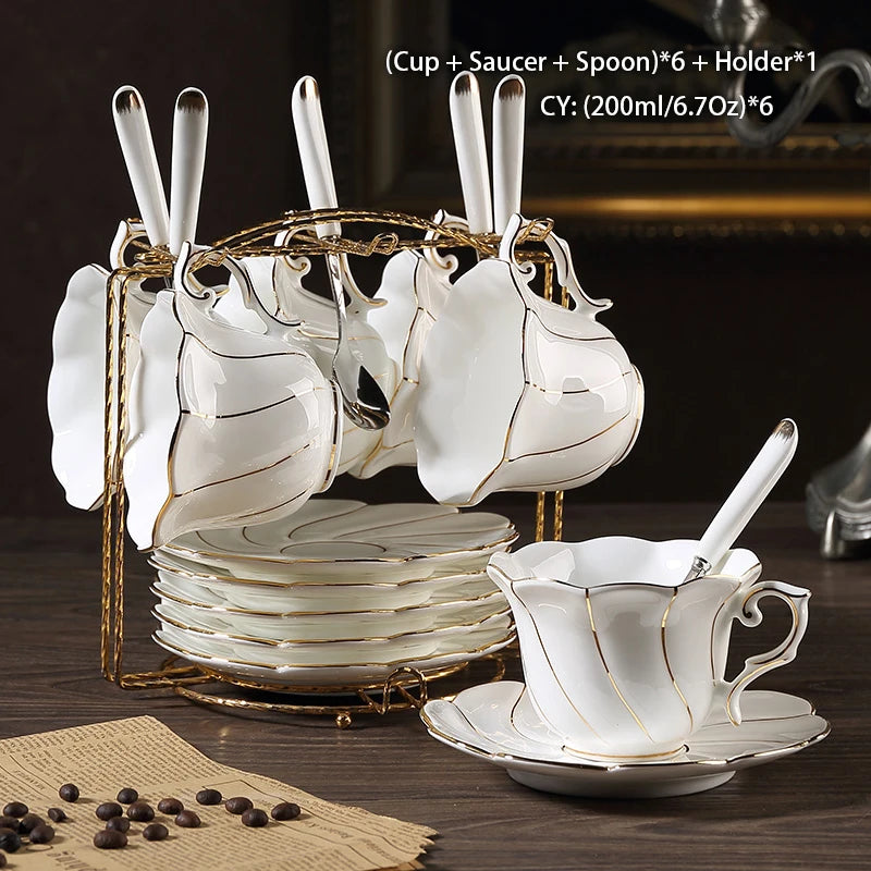 Gold Inlay Bone China Coffee Set