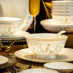 Birds & Blossoms Bone Porcelain Dinner Set – 60 Pieces