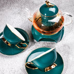 Gold-Rim Ceramic Cup & Saucer Set