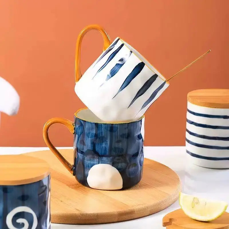 Japanese-Style Ceramic Mug with Spoon – 400 ml