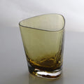 Hand-Blown Amber Rippled Wine Glass