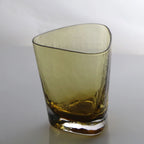 Hand-Blown Amber Rippled Wine Glass