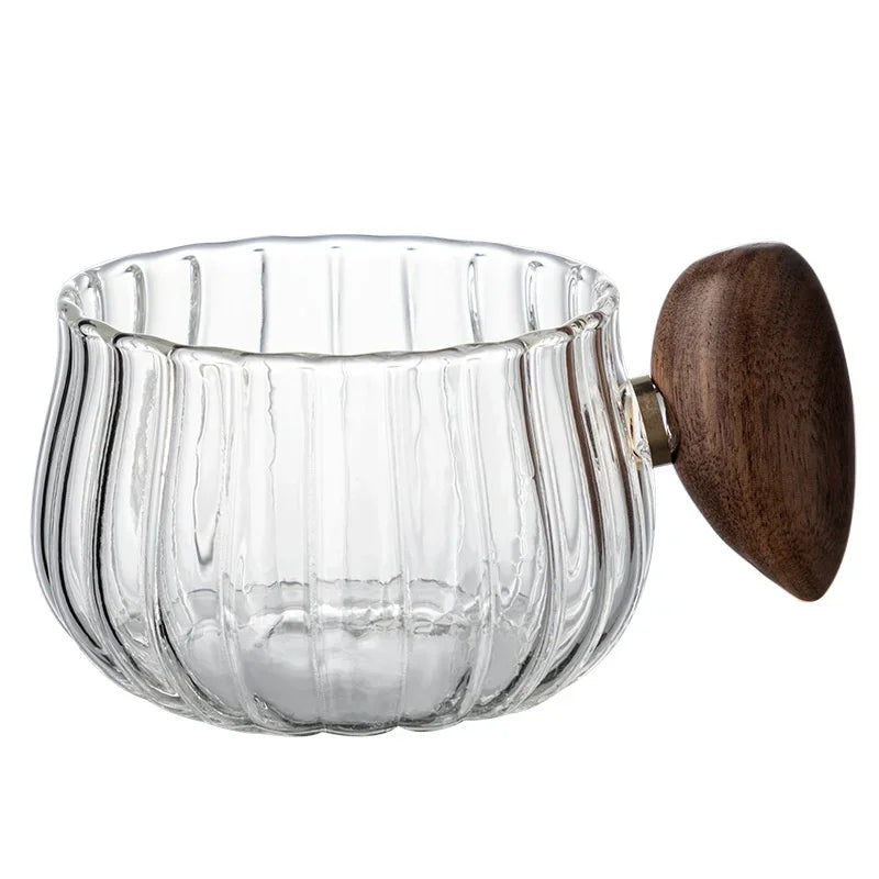 Heat-Resistant Glass Mug with Wooden Handle