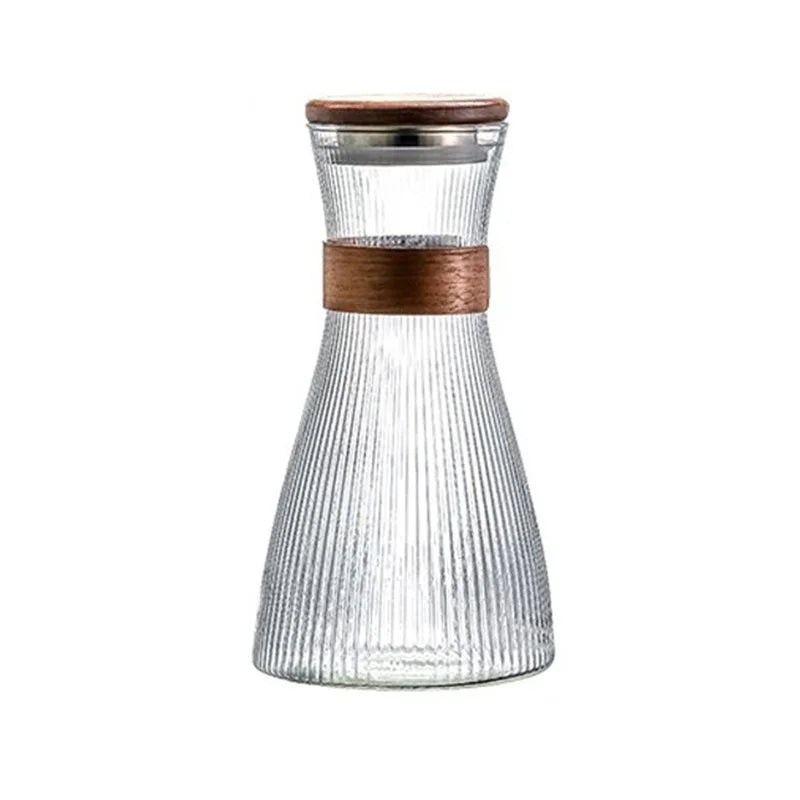Japanese-Style Glass Jug with Walnut Sleeve