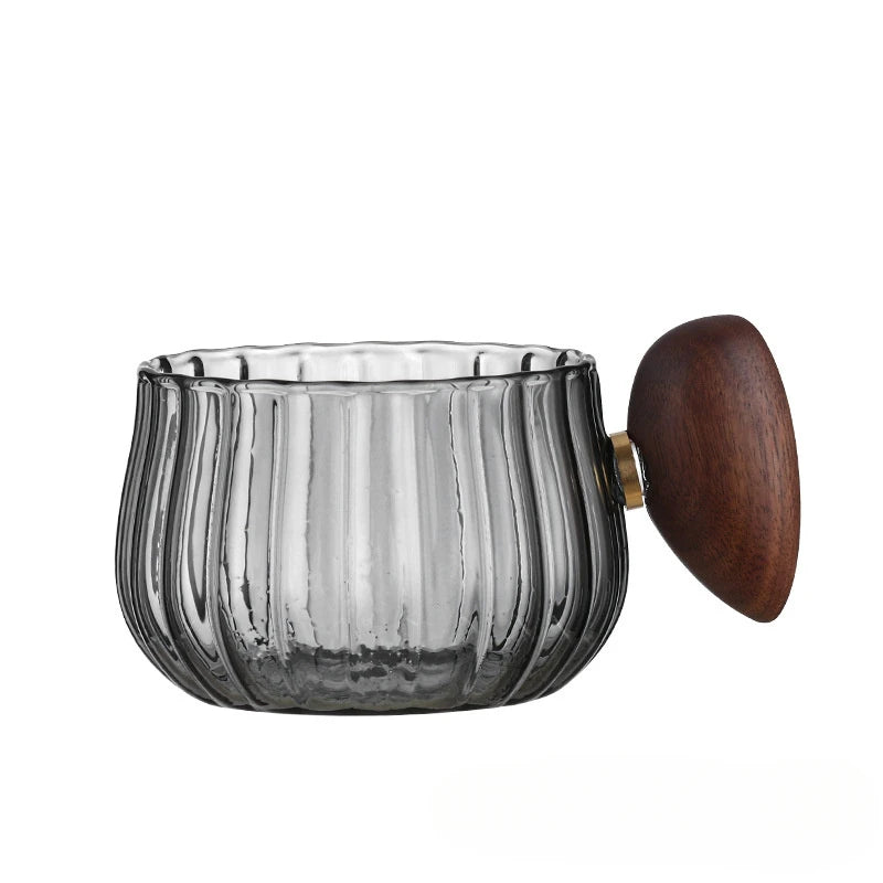 Heat-Resistant Glass Mug with Wooden Handle
