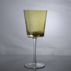 Hand-Blown Amber Rippled Wine Glass