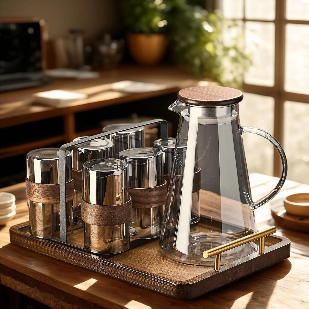 Heat-Resistant Glass Pitcher & Cup Set