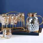 Amber Diamond-Texture Glass Teapot