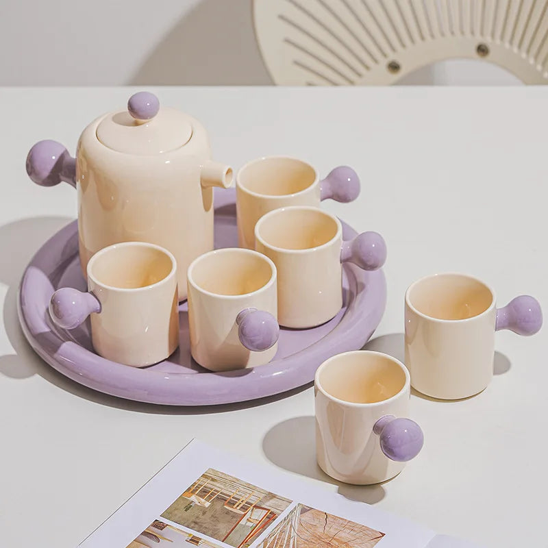Ceramic Water Pitcher & Cup Set