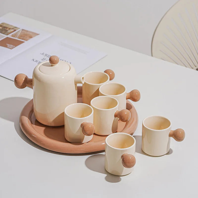 Ceramic Water Pitcher & Cup Set