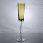 Hand-Blown Amber Rippled Wine Glass