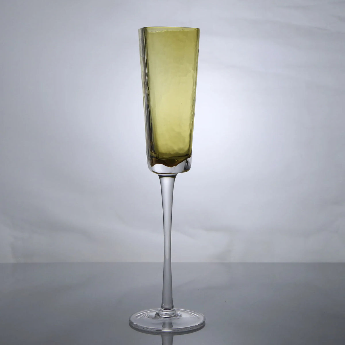 Hand-Blown Amber Rippled Wine Glass