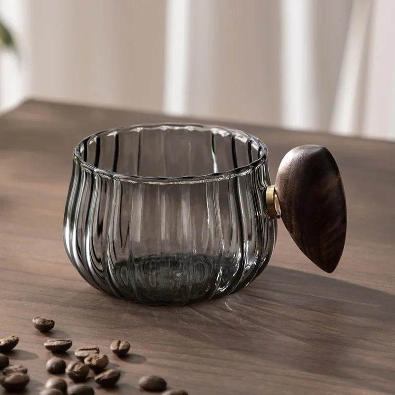 Heat-Resistant Glass Mug with Wooden Handle
