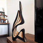 Abstract wooden sculpture – styled on a bookshelf
