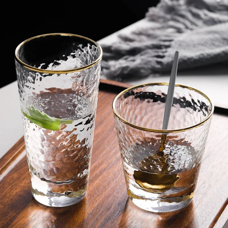 Gold-Edge Glass Cup – 300 / 330 ml