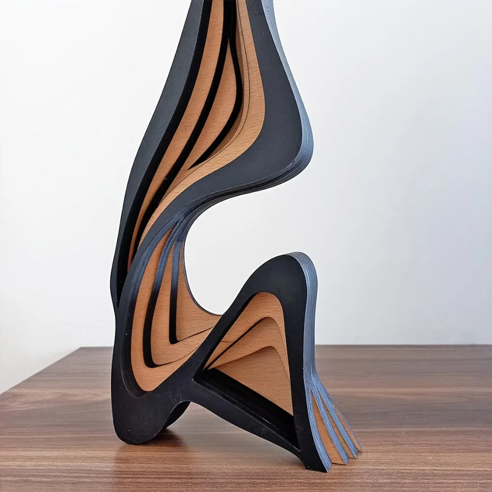 Abstract wooden sculpture – side view