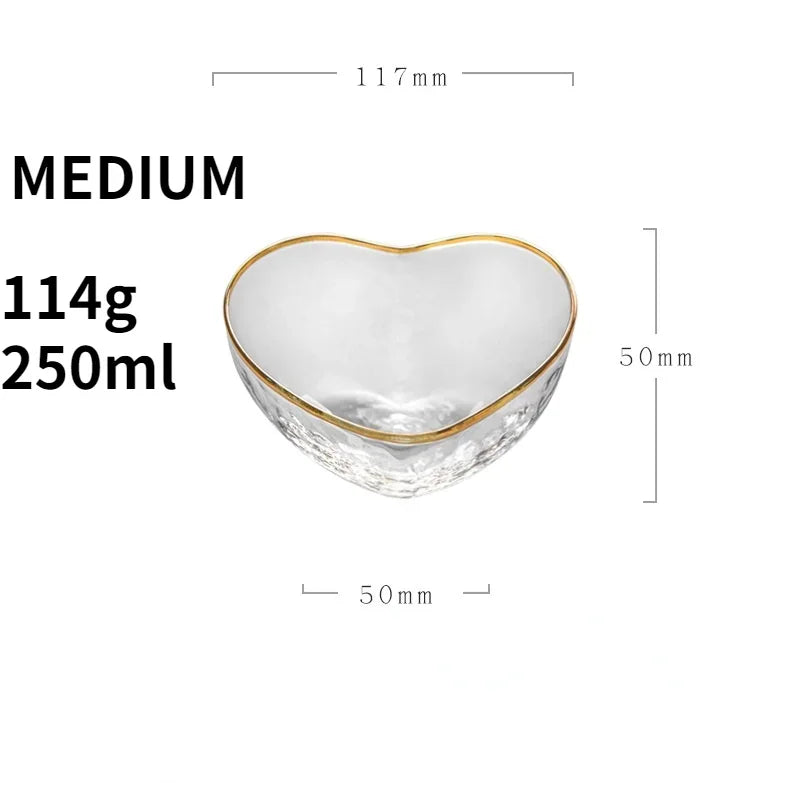 Heart-Shaped Gold-Edge Glass Tableware