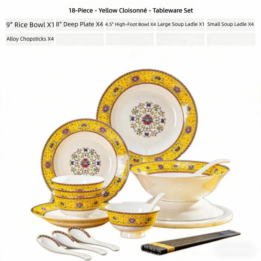 Floral Enamel Porcelain Dinner Set