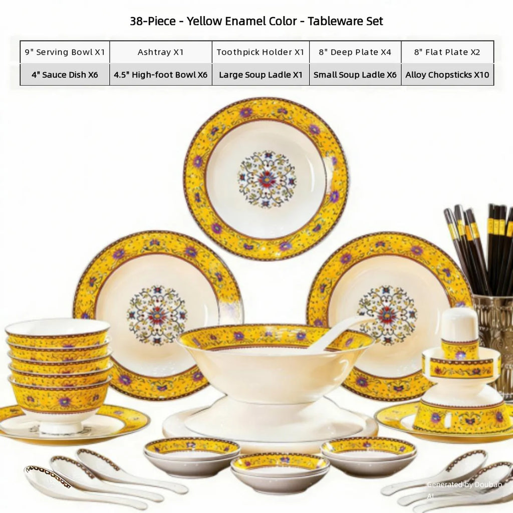 Floral Enamel Porcelain Dinner Set